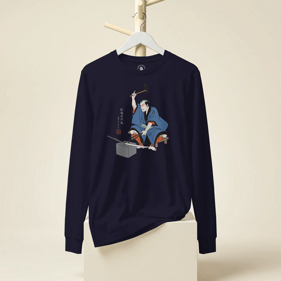 Samurai Blacksmith Swords Japanese Ukiyo-e Unisex Long Sleeve Tee - Samurai Original