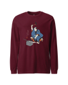 Samurai Blacksmith Swords Japanese Ukiyo-e Unisex Long Sleeve Tee Maroon - Samurai Original