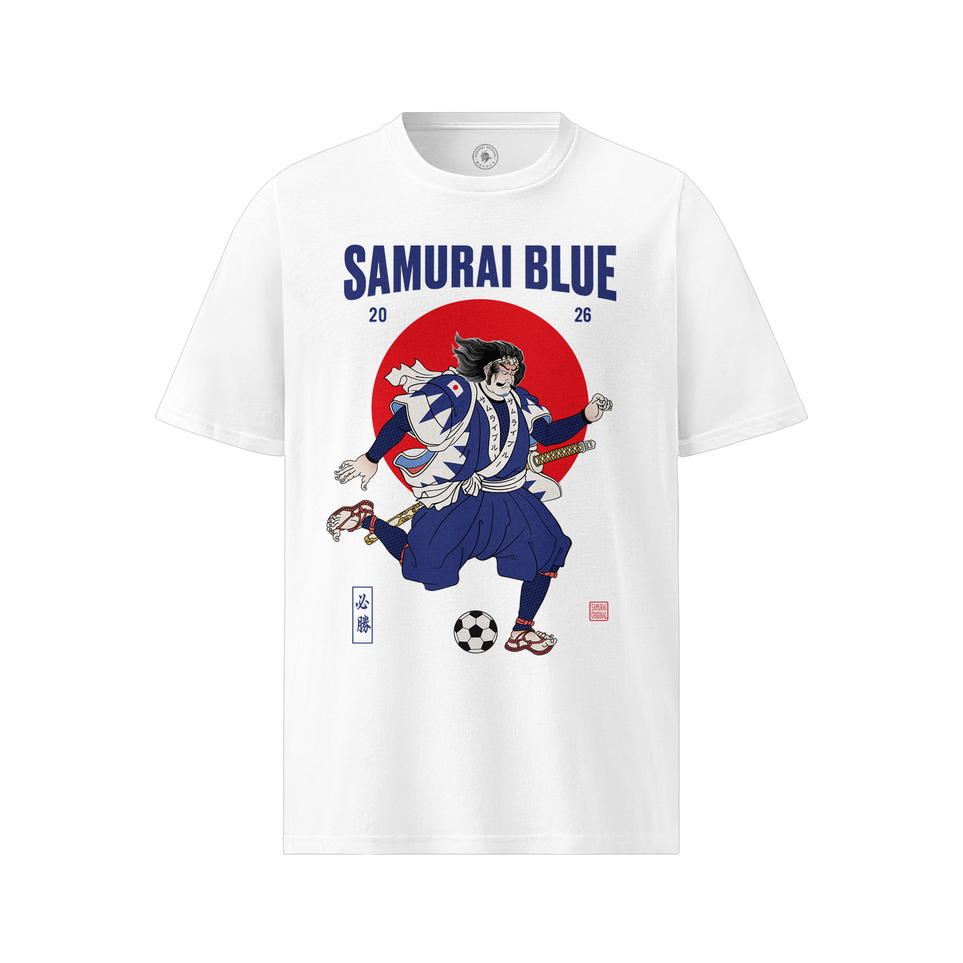 Samurai Blue 2026 Football Ukiyo-e Organic T-shirt White - Samurai Original