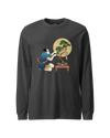 Samurai and Bonsai Tree Japanese Ukiyo-e Unisex Long Sleeve Tee 2 Dark Grey Heather - Samurai Original