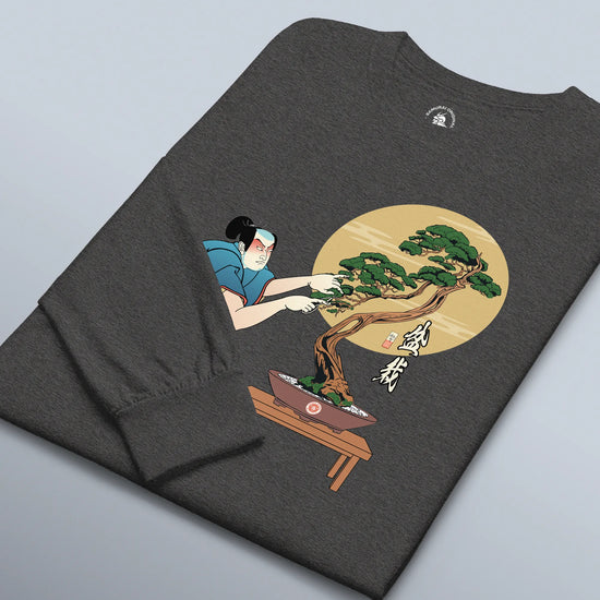 Samurai and Bonsai Tree Japanese Ukiyo-e Unisex Long Sleeve Tee 2 - Samurai Original