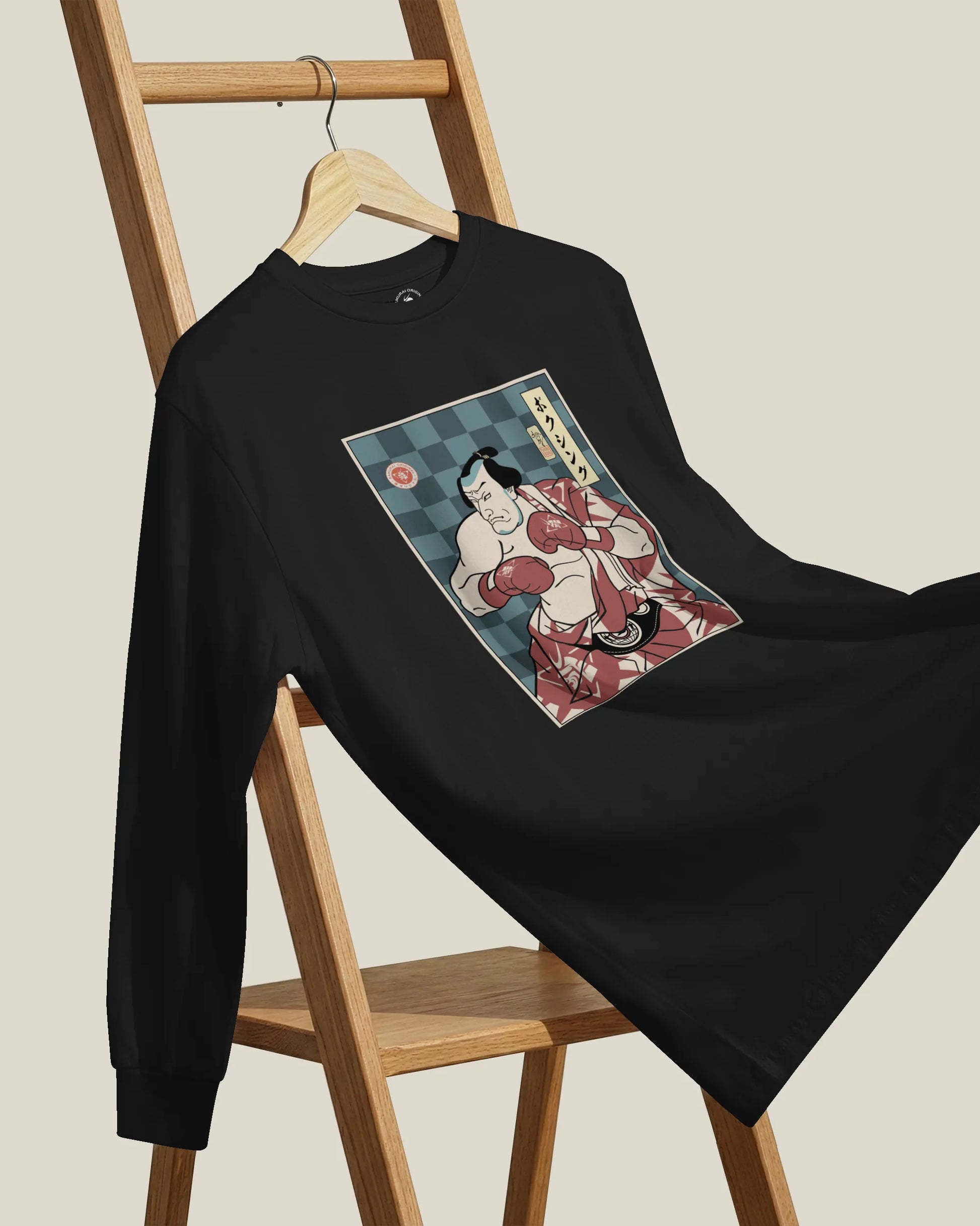 Samurai Boxing Player Sport Ukiyo-e Unisex Long Sleeve Tee - Samurai Original