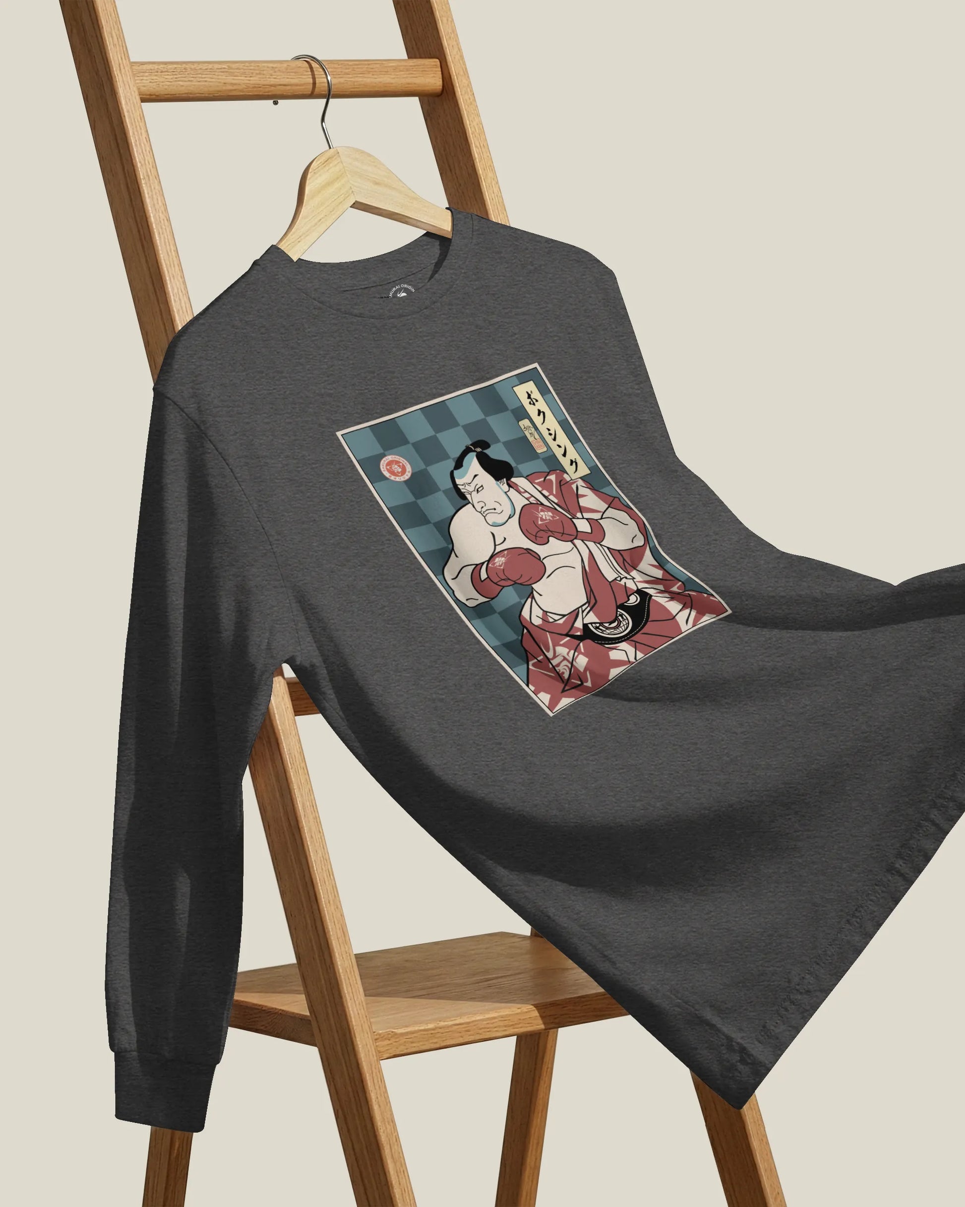 Samurai Boxing Player Sport Ukiyo-e Unisex Long Sleeve Tee - Samurai Original