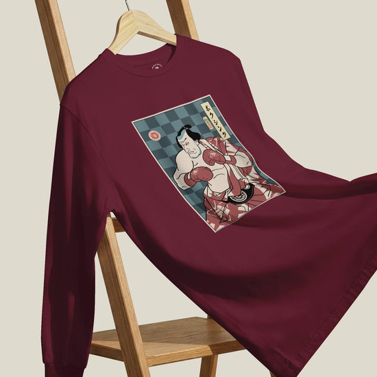 Samurai Boxing Player Sport Ukiyo-e Unisex Long Sleeve Tee - Samurai Original