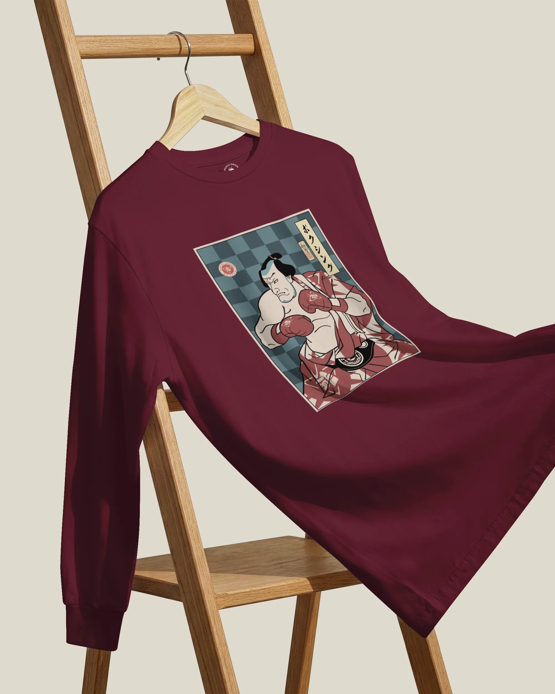 Samurai Boxing Player Sport Ukiyo-e Unisex Long Sleeve Tee - Samurai Original