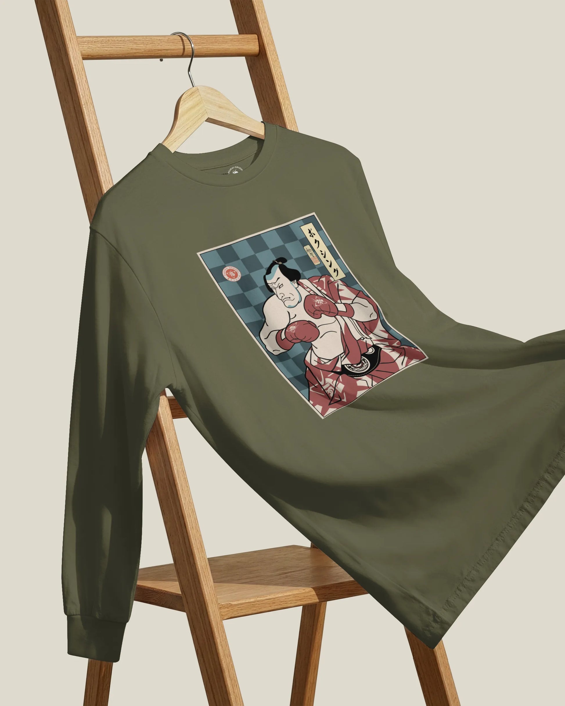 Samurai Boxing Player Sport Ukiyo-e Unisex Long Sleeve Tee - Samurai Original