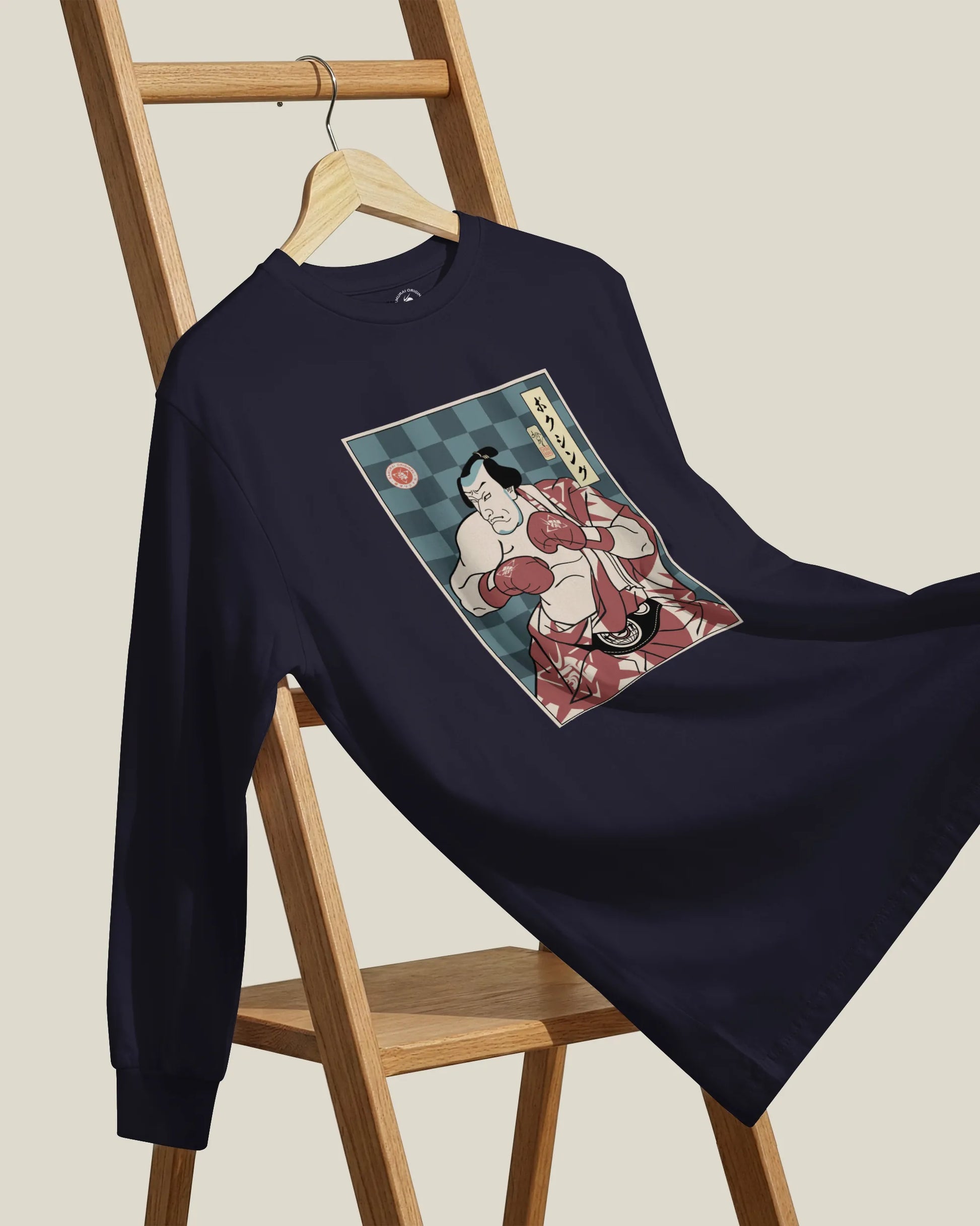 Samurai Boxing Player Sport Ukiyo-e Unisex Long Sleeve Tee - Samurai Original