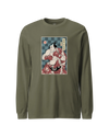 Samurai Boxing Player Sport Ukiyo-e Unisex Long Sleeve Tee Military Green - Samurai Original