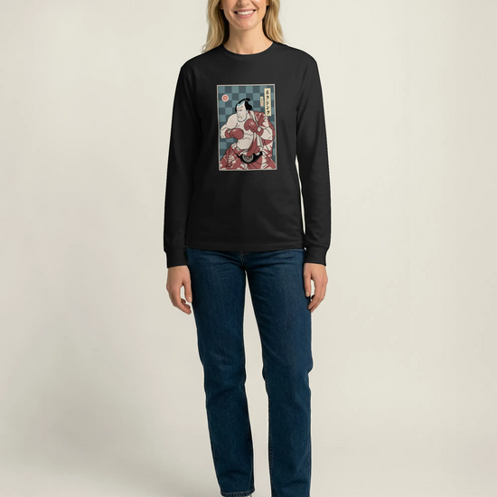 Samurai Boxing Player Sport Ukiyo-e Unisex Long Sleeve Tee - Samurai Original