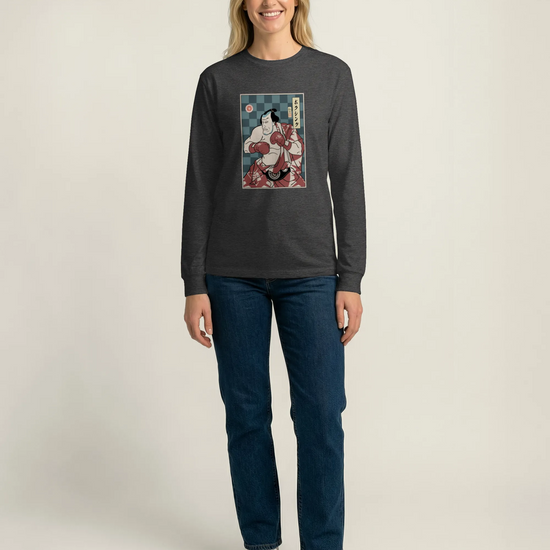 Samurai Boxing Player Sport Ukiyo-e Unisex Long Sleeve Tee - Samurai Original