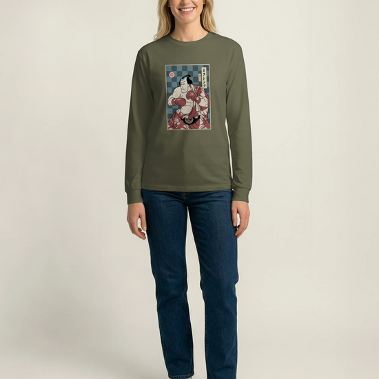 Samurai Boxing Player Sport Ukiyo-e Unisex Long Sleeve Tee - Samurai Original