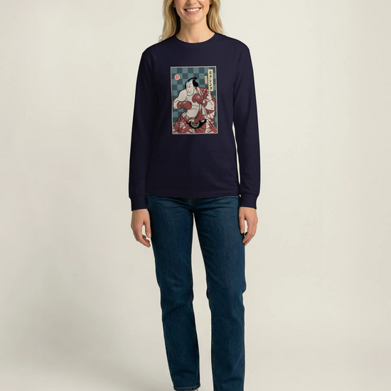 Samurai Boxing Player Sport Ukiyo-e Unisex Long Sleeve Tee - Samurai Original