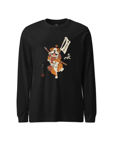 Samurai Bulldog Japanese Ukiyo-e Unisex Long Sleeve Tee 2