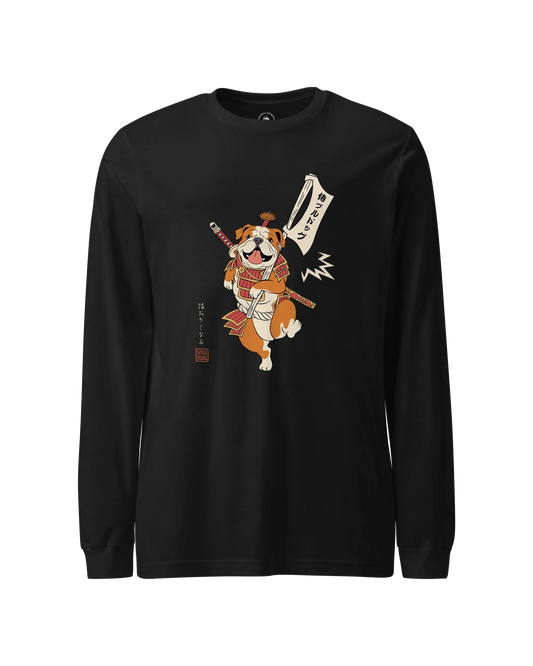 Samurai Bulldog Japanese Ukiyo-e Unisex Long Sleeve Tee 2