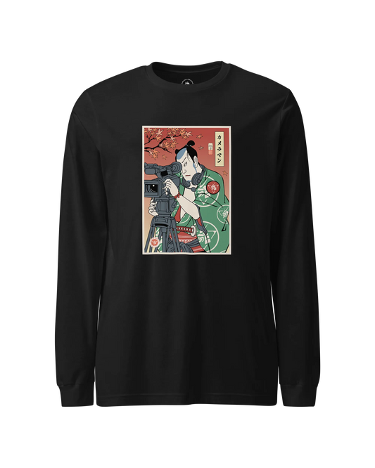 Samurai Cameraman Camcorder Ukiyo-e Unisex Long Sleeve Tee