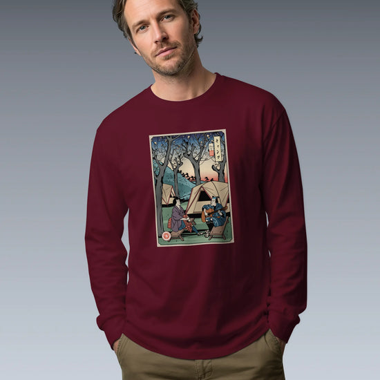 Samurai Camping Weekend Ukiyo-e Unisex Long Sleeve Tee - Samurai Original
