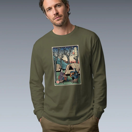 Samurai Camping Weekend Ukiyo-e Unisex Long Sleeve Tee - Samurai Original