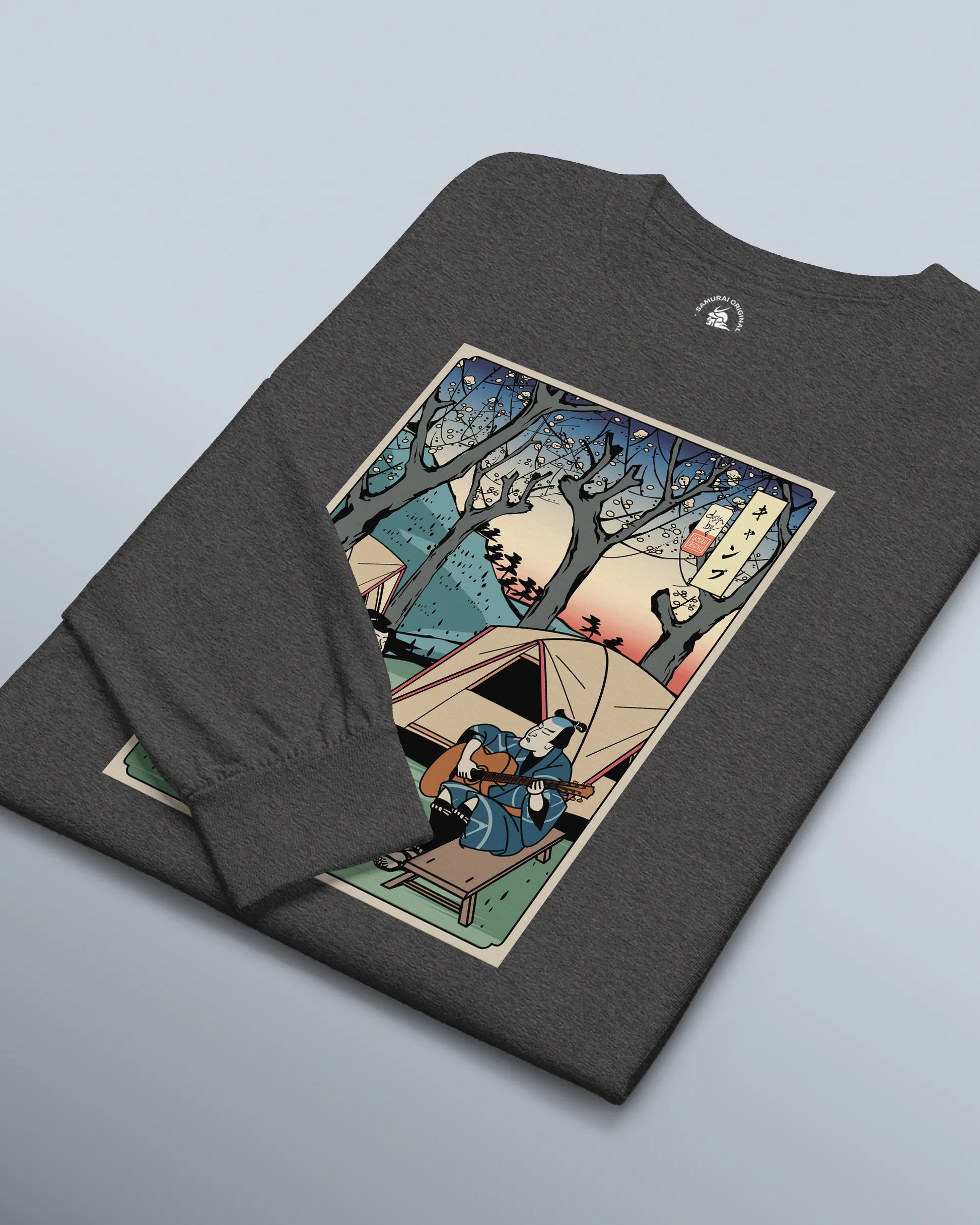 Samurai Camping Weekend Ukiyo-e Unisex Long Sleeve Tee - Samurai Original
