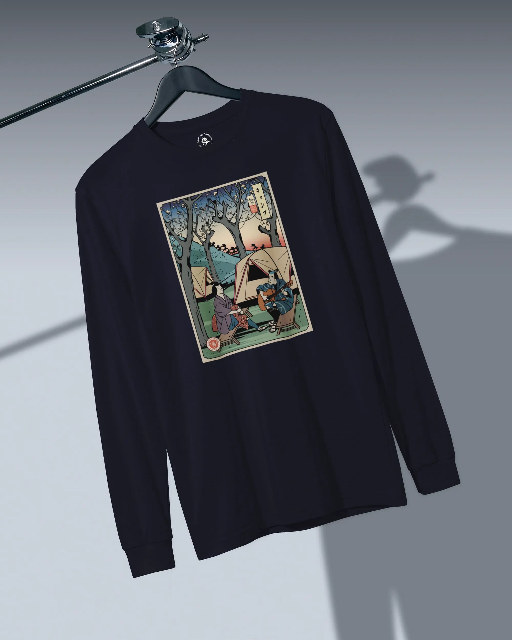 Samurai Camping Weekend Ukiyo-e Unisex Long Sleeve Tee - Samurai Original
