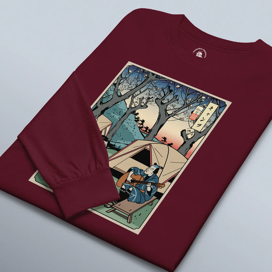 Samurai Camping Weekend Ukiyo-e Unisex Long Sleeve Tee - Samurai Original