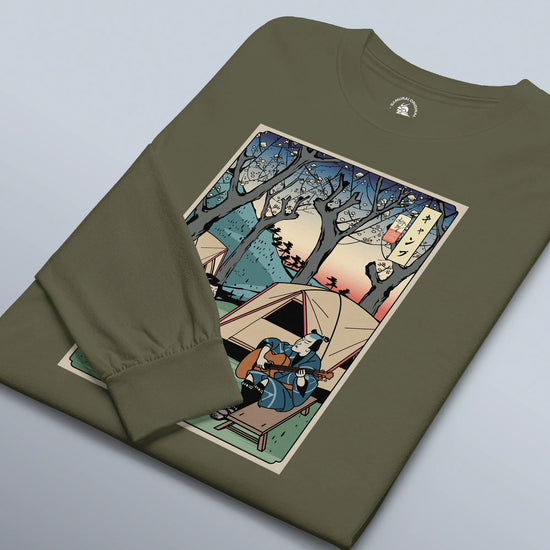 Samurai Camping Weekend Ukiyo-e Unisex Long Sleeve Tee - Samurai Original