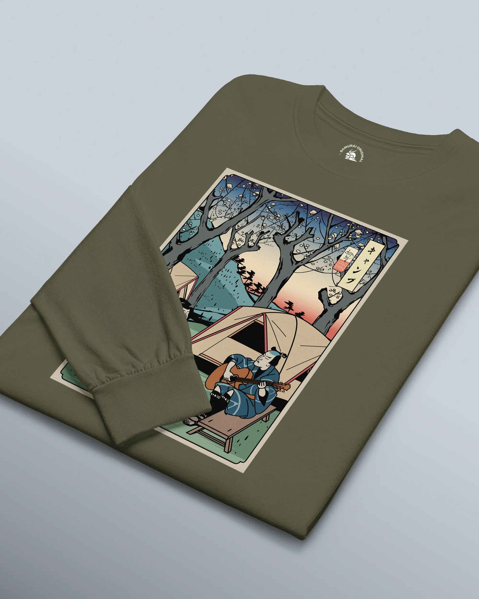 Samurai Camping Weekend Ukiyo-e Unisex Long Sleeve Tee - Samurai Original