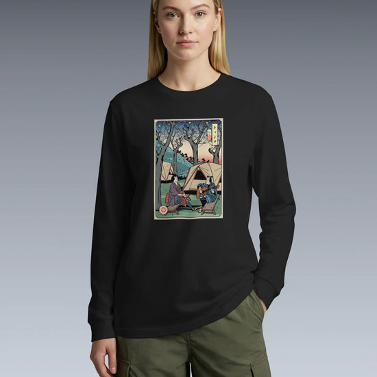 Samurai Camping Weekend Ukiyo-e Unisex Long Sleeve Tee - Samurai Original