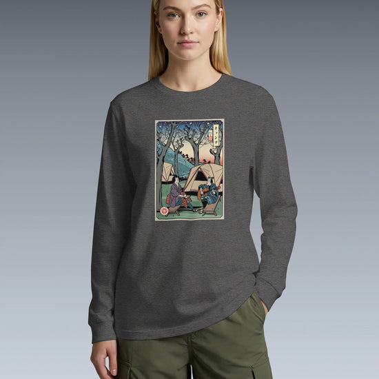 Samurai Camping Weekend Ukiyo-e Unisex Long Sleeve Tee - Samurai Original