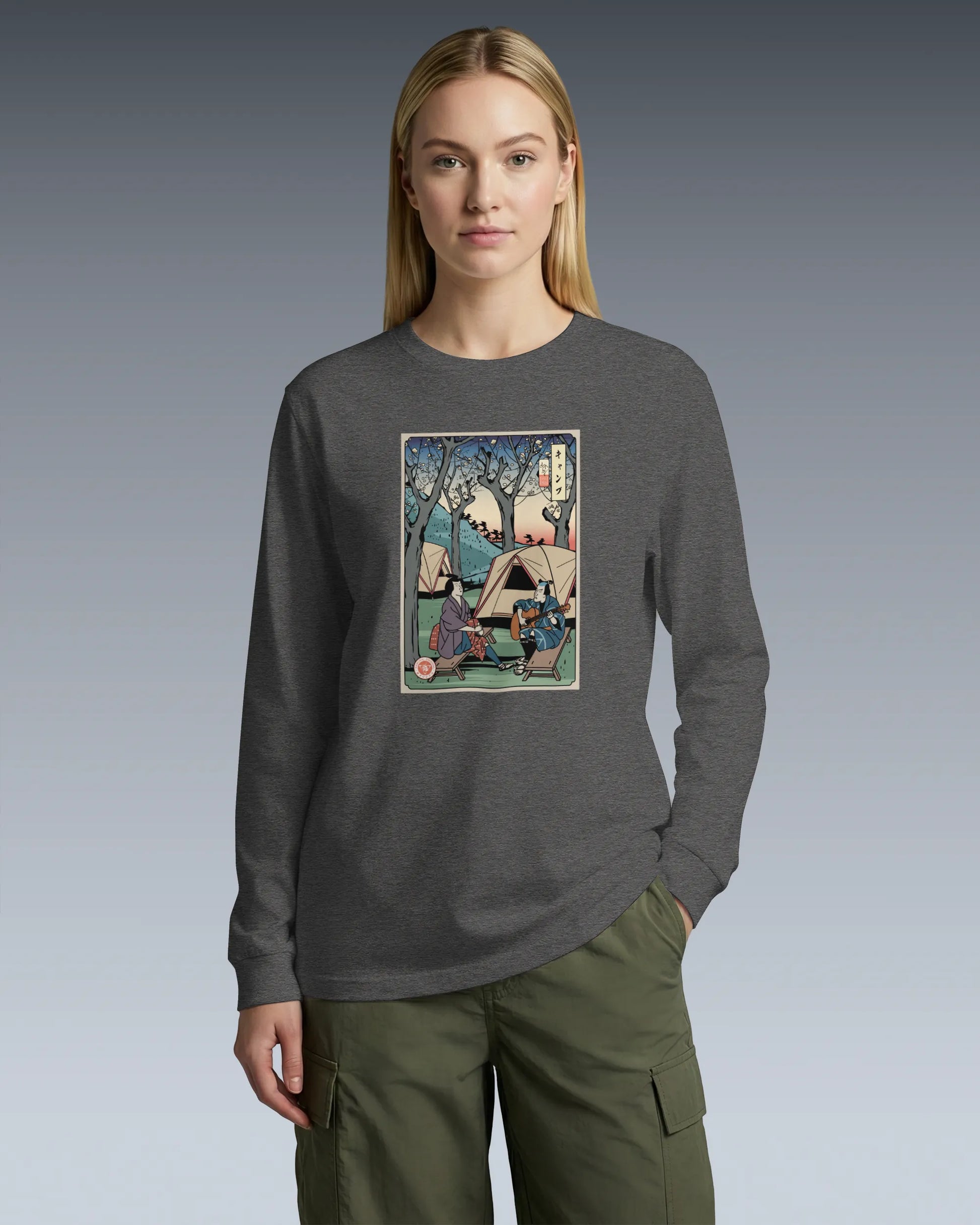 Samurai Camping Weekend Ukiyo-e Unisex Long Sleeve Tee - Samurai Original