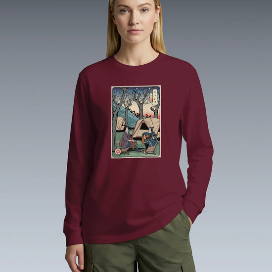Samurai Camping Weekend Ukiyo-e Unisex Long Sleeve Tee - Samurai Original