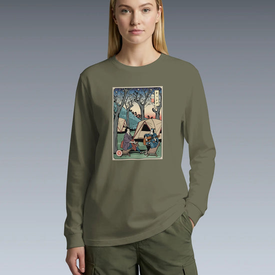 Samurai Camping Weekend Ukiyo-e Unisex Long Sleeve Tee - Samurai Original
