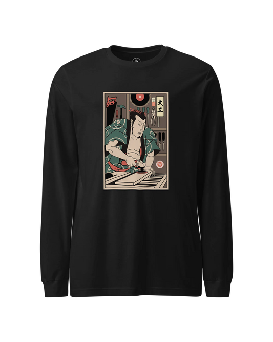 Samurai Carpenter Wood Artisan Ukiyo-e Unisex Long Sleeve Tee No.3