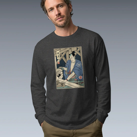 Samurai Carpenter Wood Artisan Ukiyo-e Unisex Long Sleeve Tee - Samurai Original