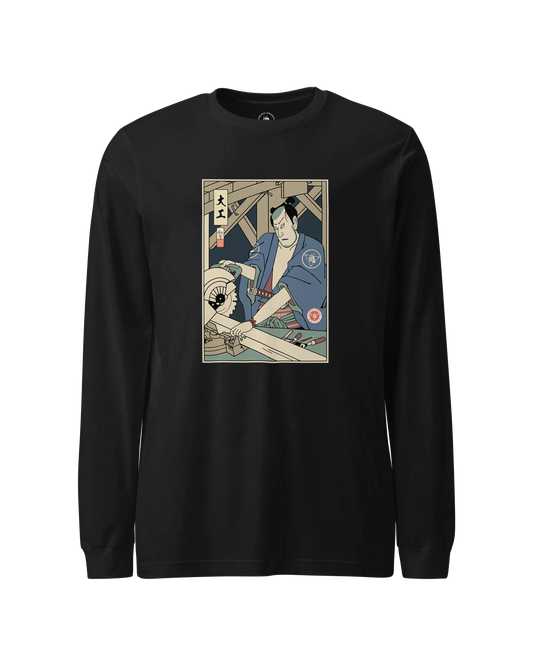 Samurai Carpenter Wood Artisan Ukiyo-e Unisex Long Sleeve Tee