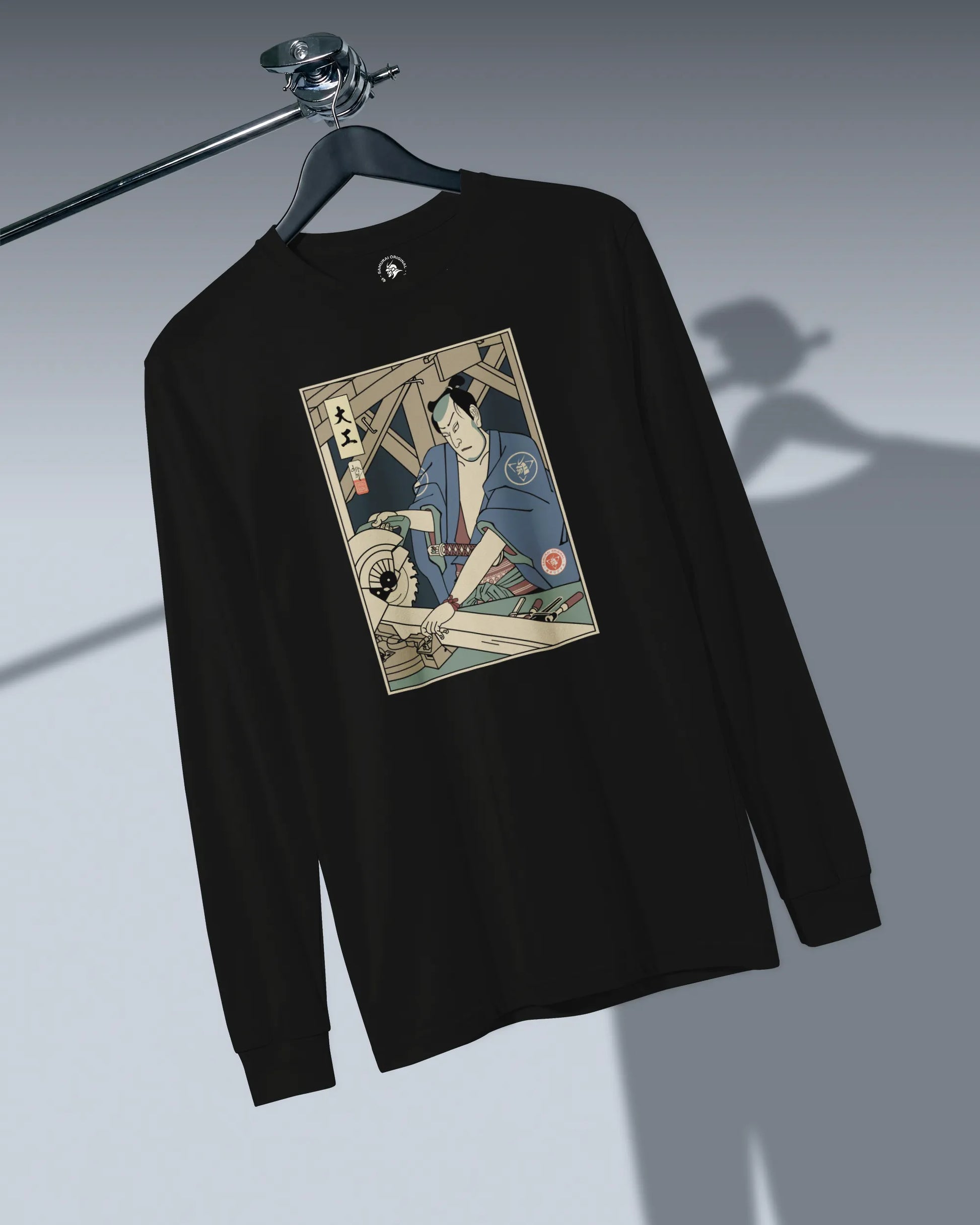 Samurai Carpenter Wood Artisan Ukiyo-e Unisex Long Sleeve Tee - Samurai Original