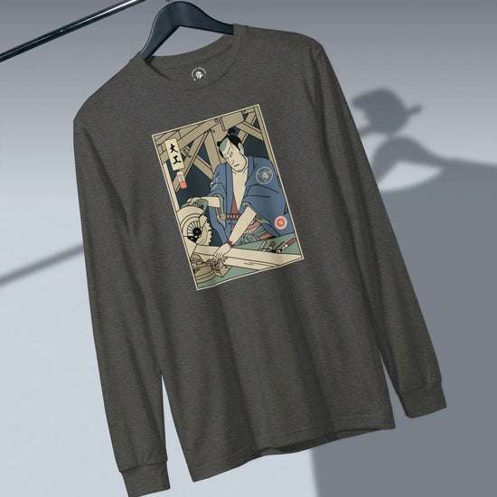Samurai Carpenter Wood Artisan Ukiyo-e Unisex Long Sleeve Tee - Samurai Original