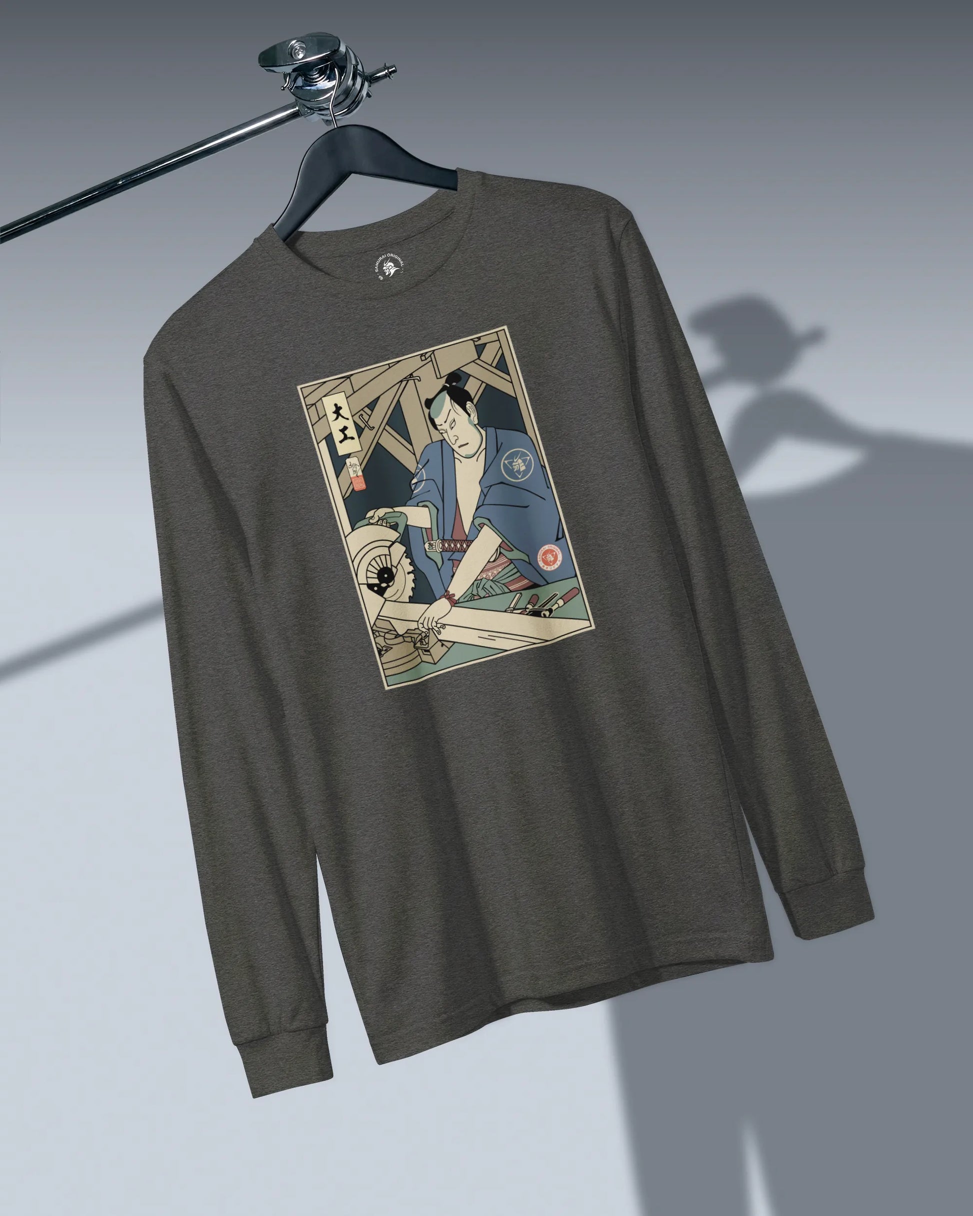 Samurai Carpenter Wood Artisan Ukiyo-e Unisex Long Sleeve Tee - Samurai Original