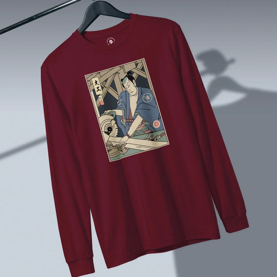 Samurai Carpenter Wood Artisan Ukiyo-e Unisex Long Sleeve Tee - Samurai Original