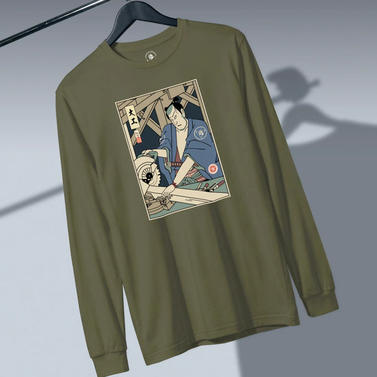 Samurai Carpenter Wood Artisan Ukiyo-e Unisex Long Sleeve Tee - Samurai Original
