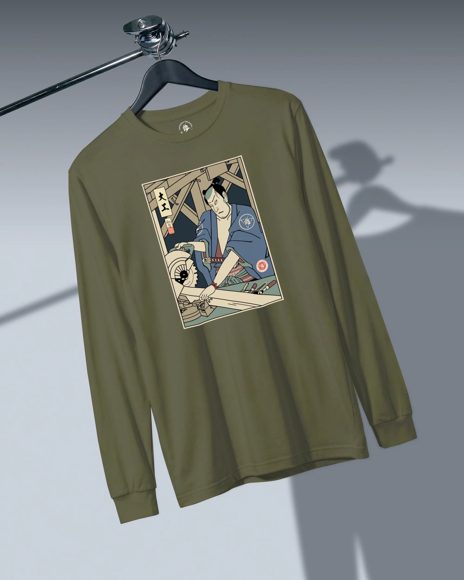 Samurai Carpenter Wood Artisan Ukiyo-e Unisex Long Sleeve Tee - Samurai Original