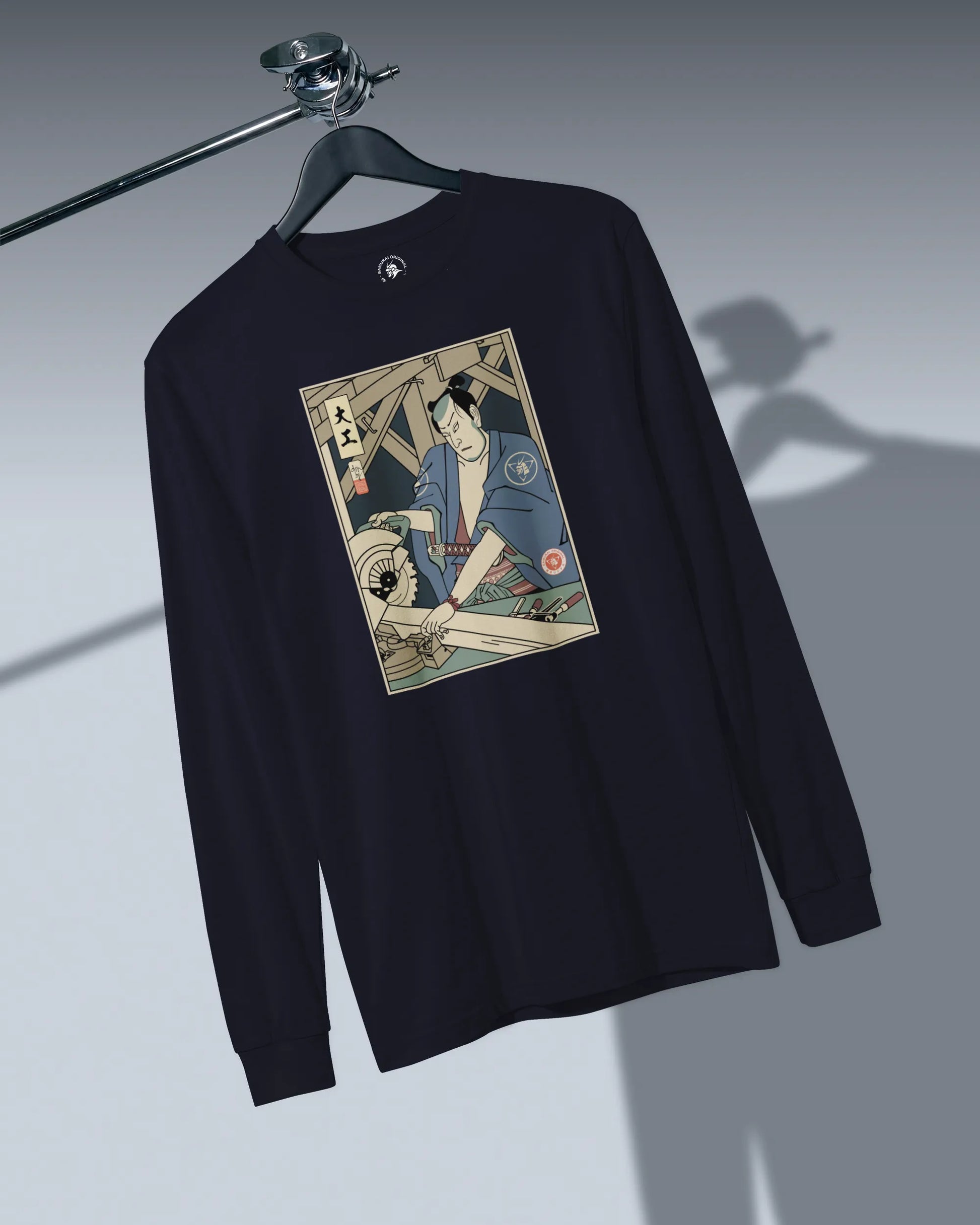 Samurai Carpenter Wood Artisan Ukiyo-e Unisex Long Sleeve Tee - Samurai Original