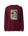 Samurai Carpenter Wood Artisan Ukiyo-e Unisex Long Sleeve Tee Maroon - Samurai Original