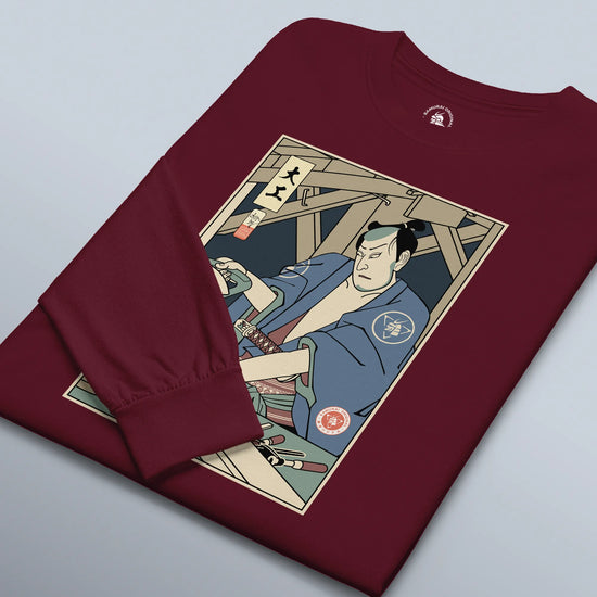 Samurai Carpenter Wood Artisan Ukiyo-e Unisex Long Sleeve Tee - Samurai Original
