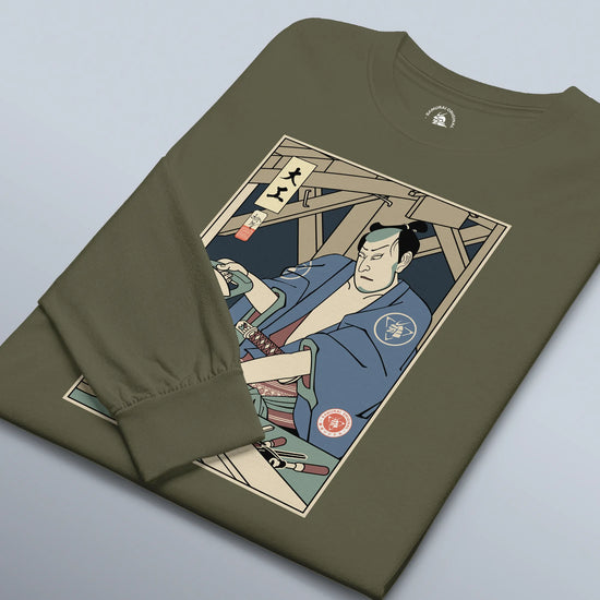 Samurai Carpenter Wood Artisan Ukiyo-e Unisex Long Sleeve Tee - Samurai Original