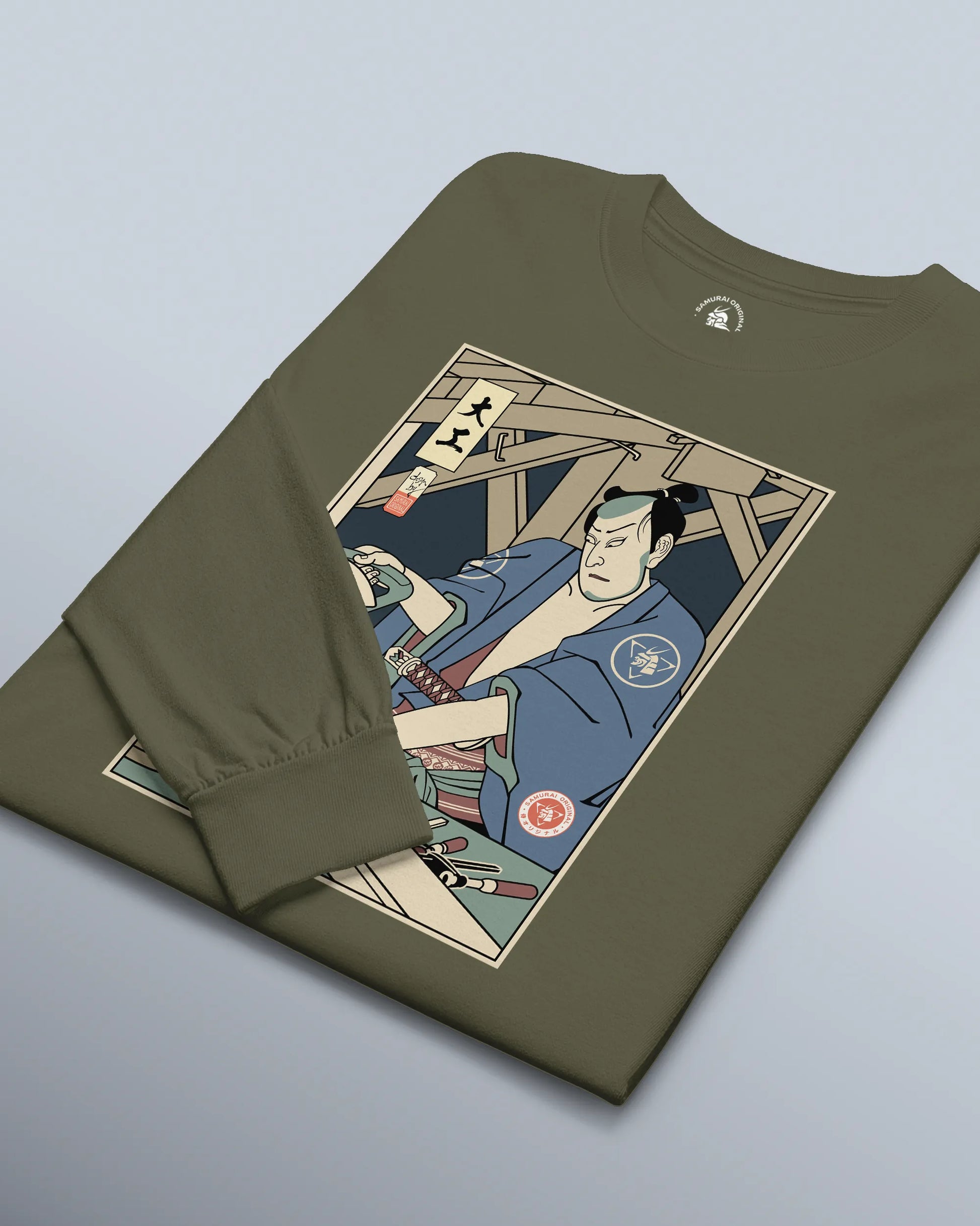 Samurai Carpenter Wood Artisan Ukiyo-e Unisex Long Sleeve Tee - Samurai Original
