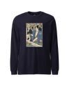 Samurai Carpenter Wood Artisan Ukiyo-e Unisex Long Sleeve Tee Navy - Samurai Original