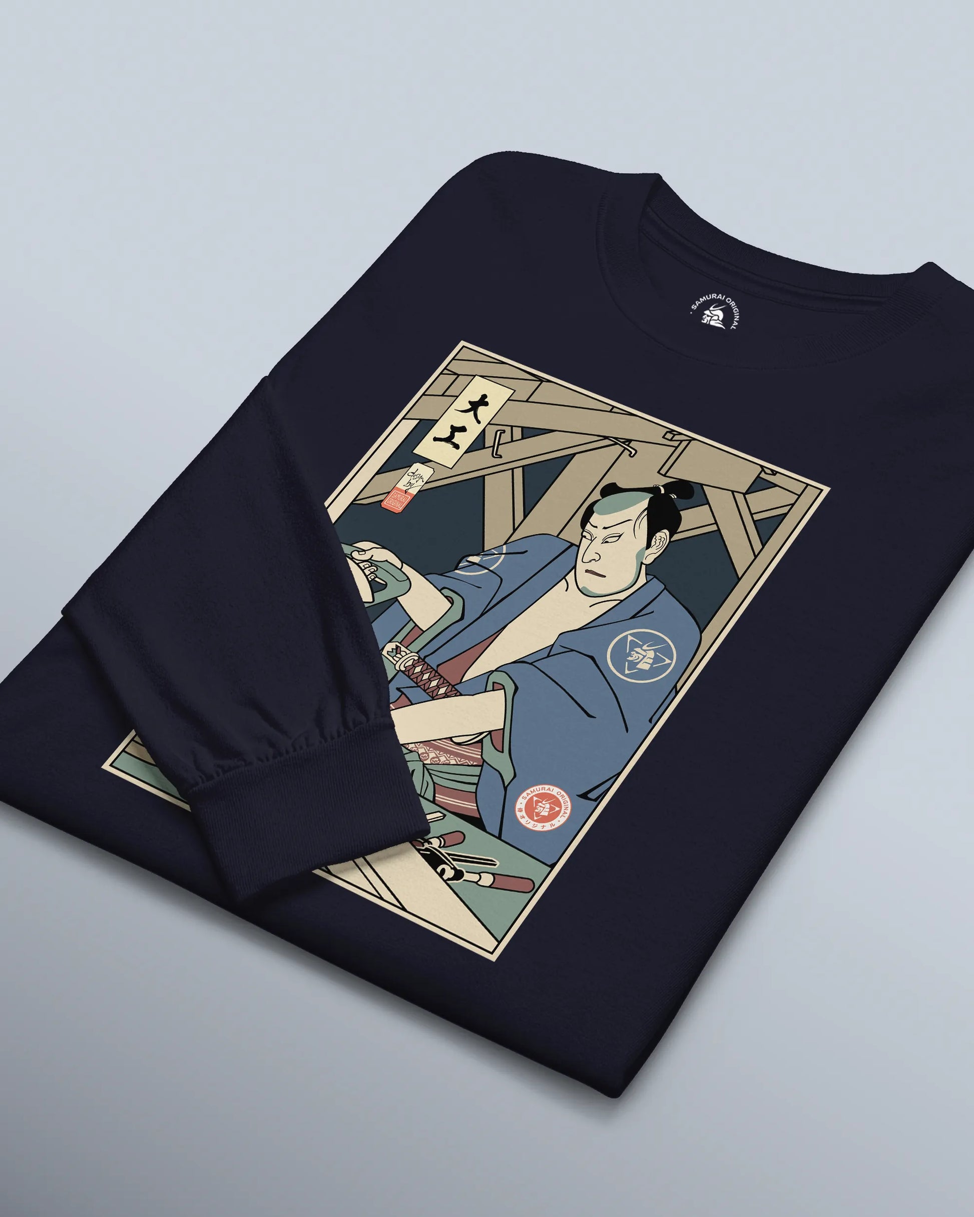 Samurai Carpenter Wood Artisan Ukiyo-e Unisex Long Sleeve Tee - Samurai Original