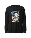 Samurai Cat Love Fish 2 Ukiyo-e Funny Unisex Long Sleeve Tee