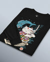 Samurai Cat Love Fish 2 Ukiyo-e Funny Unisex Long Sleeve Tee