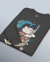 Samurai Cat Love Fish 2 Ukiyo-e Funny Unisex Long Sleeve Tee